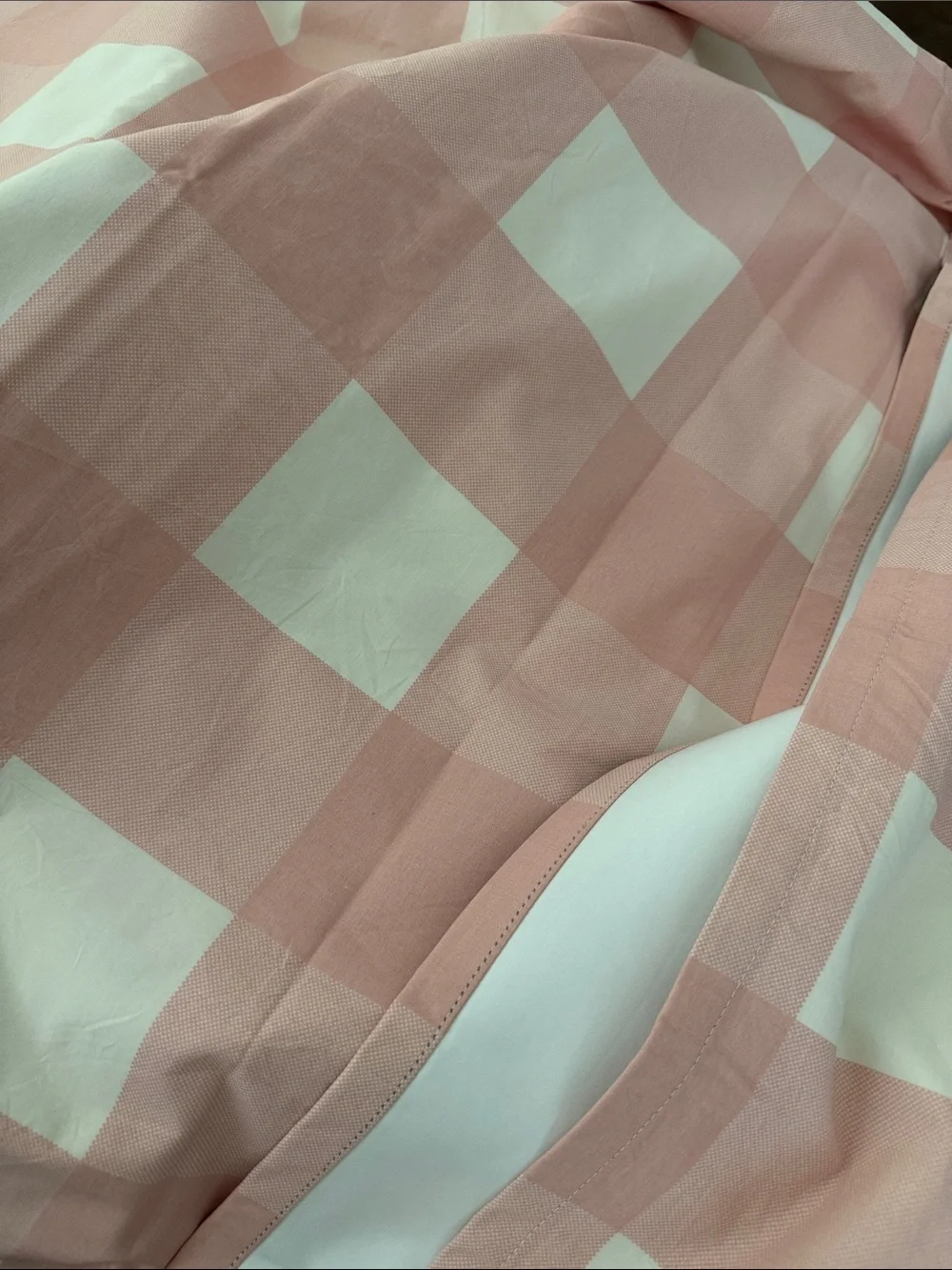 Crate&Barrel Pink and Cream Buffalo-Check Curtain Panels